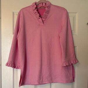NWOT Jude Connally Pink Ruffle Trim Top